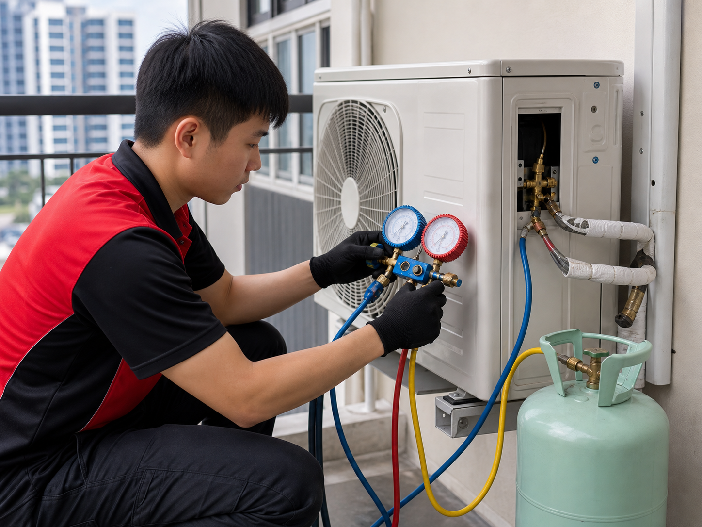 Aircon refrigerant gas top up service in Singapore